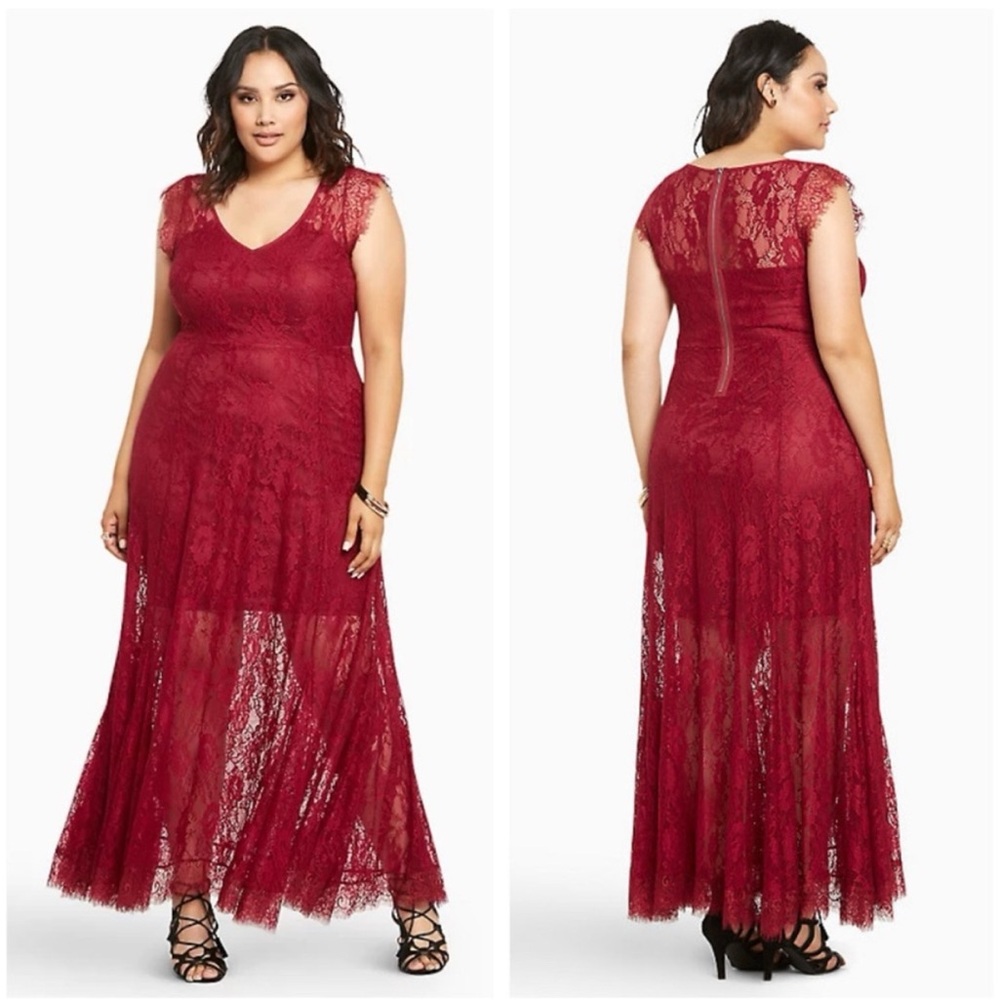 Maroon/Berry Lace Maxi Dress